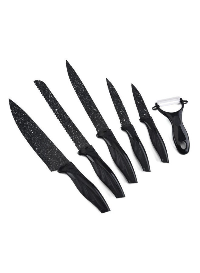 6-Piece Kitchen Knife Set – Stainless Steel Blades with Black Handles, Chef Knife, Paring Knife & Peeler, Multipurpose Cutlery - Image 1